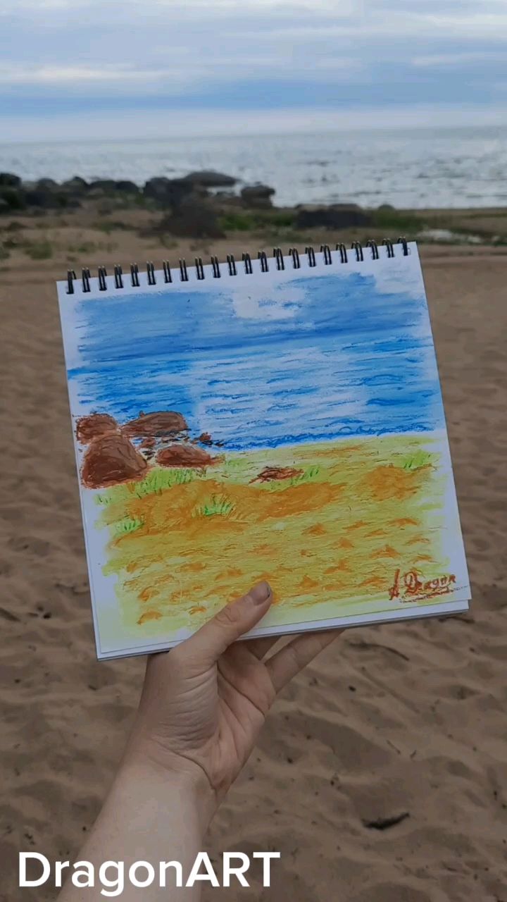 DragonART в LOOKY. #маслянаяпастель,#cketchbook,#скетчбук,#art,#искусство,#творчество,#cketch,#рисование,#скетч,#пейзаж,#карелия,#пляж. #маслянаяпастель #ck...