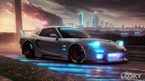 SKYLINE-GT-R в LOOKY. #Киберпанк,#Иллюстрация,#LOOKY_нейронка. #Киберпанк #Иллюстра...