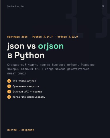 Subachev Dev в LOOKY. #python,#pythontips,#devcommunity,#json,#serialization. json vs orjson: когд...