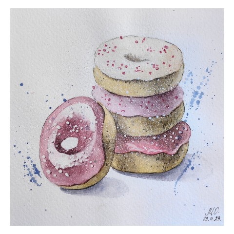 mir._.olga в LOOKY. #скетч,#набрызгиакварелью,#учусьрисовать,#скетчбук. Скетч🍩 по уроку "Ху...