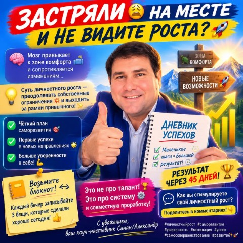 Санан Александр в LOOKY. #личностныйрост,#саморазвитие,#уверенность,#мотивация,#успех,#самосовершенствование,#развитие. Застряли 😩 на месте...