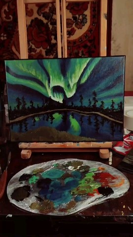 helga_kras в LOOKY. #картина,#холст,#акрил,#аврора,#процесс,#отначаладоконца,#art,#painting,#process,#auroraborealis. #картина #холст #акр...