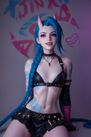 Skjalf.Sol в LOOKY. #jinx,#oni,#jinx_oni,#skjalf_sol,#bluehaircolor,#pinkeyes,#smallbreasts,#leagueoflegends,#beautifulgirl,#beautiful,#smokyeyes,#leather,#3dart,#unrealengine5,#stablediffusion,#aiart,#Photoshop. #jinx #oni #jinx_oni...
