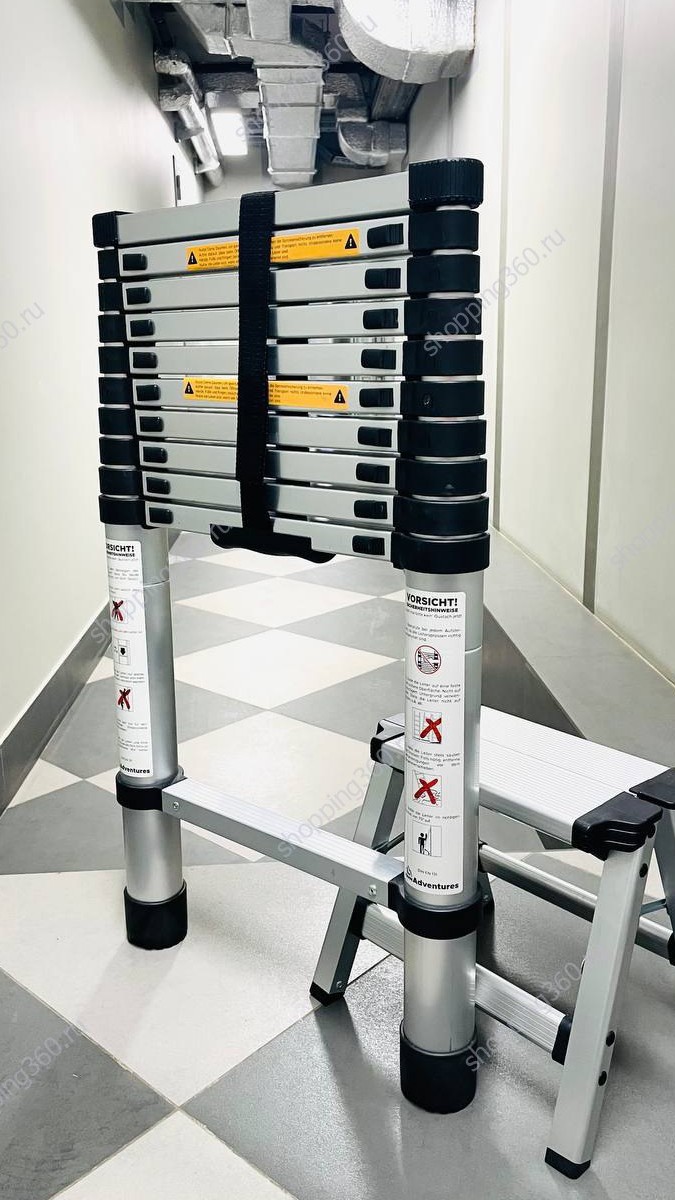 Лестница телескопическая усиленная 3.2м. Telescopic Ladder 
 
Лестница усиленная(полупрофессиональная) с телескопическим выдвижением. Материал алюминий, раскладывается очень легко. При этом она отличается высокой степенью надежности — каждая ступенька снабжена фиксирующим элементом. Ступени не скользящие рифленые из алюминия. 
▫️  Материал: Алюминий 
Вес: 7.1 кг 
Размеры : 78,5х46х8 см 
Размеры(в упаковке): 82х49х9 см                                                                          
▫️  Цена: 8 000 ₽                                                                         Полная информация на сайте: https://shopping360.ru/tovarydom?tfc_page624966826=4&tfc_div=:::

✅  Доставка по Москве курьером

✅  Доставка по России почта/сдек

Авито доставка по 100% предоплате

нет Самовывоза

#Лестницы   #Товарыдлядома

🌐  Больше товаров на сайте: https://shopping360.ru/tovarydom