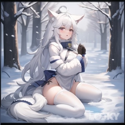 Aleikhan в LOOKY. #Аниме,#LOOKY_нейронка,#neko,#art,#neiroart,#нейро,#ai,#арт,#woman,#forest,#snow. #Аниме #LOOKY_нейрон...