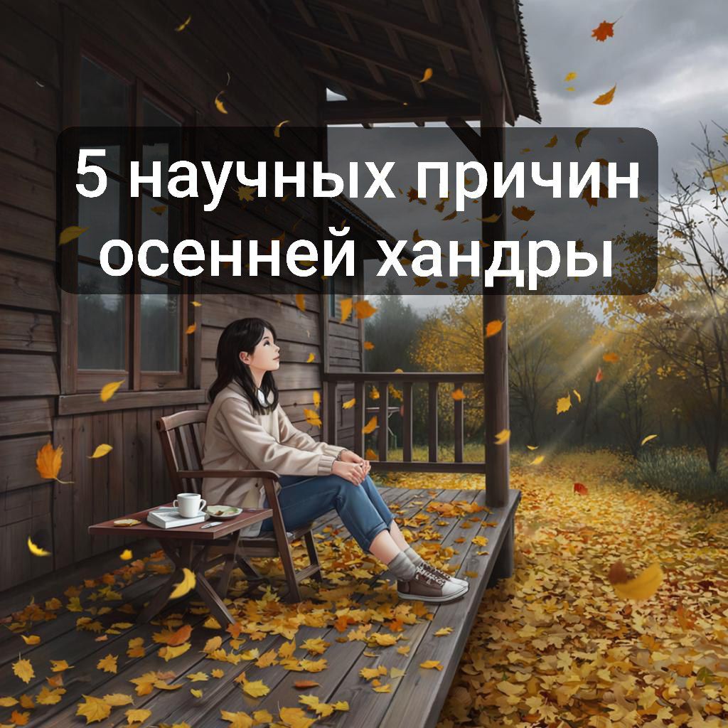 А у вас бывает осенняя хандра? 🍁

Признавайтесь, кто уже накрылся пледом и включил сериал? 🙋‍♀️

Это не вы становитесь ленивыми. Ваш организм просто реагирует на изменения:

☔️ Темнеет рано — не хватает солнца для серотонина.

😴 Повышается мелатонин — хочется спать как сурок.

📉 Завершился цикл (отпуска, лето) — небольшой стресс.

🏃‍♀️ Меньше двигаемся — меньше эндорфинов.

Ваше состояние абсолютно нормально и объяснимо! Главное — не поддаваться ему полностью.