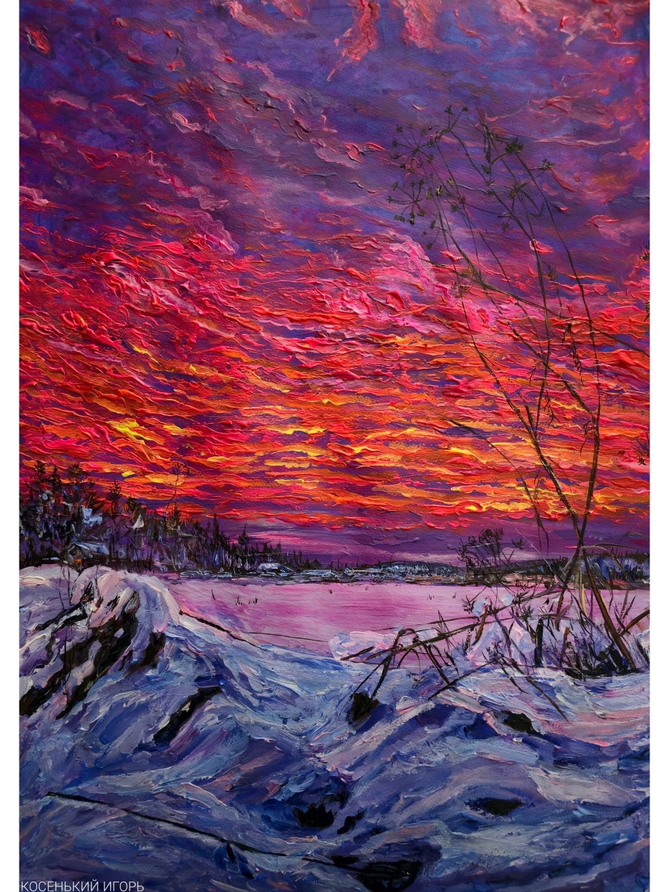 ❄️A2 (42 x 60 см), акриловые краски, 2026🌇
#закат #пейзаж #живопись