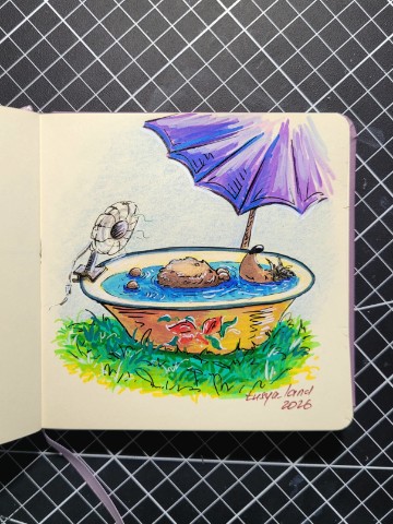 tusya_land в LOOKY. #art,#арт,#ёжик,#hedgehog,#рисунок,#творчество,#picture,#скетч,#sketch. Жара #art #арт #ёжик...