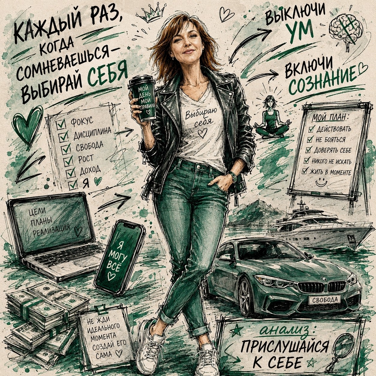 Каждый раз, когда сомневаешься - выбирай себя. 💛

Не страх.
Не чужое мнение.
Не «а что скажут люди».

👉 себя.

Мы слишком долго живём в режиме:
- «надо потерпеть»
- «неудобно отказать»
- «сейчас не время»
- «подумаю потом»

И в какой-то момент перестаём слышать самое главное - себя.

💥 А ведь тело всегда знает правду.
Сознание всегда подсказывает.
Но мы привыкли включать бесконечный анализ:

👉 «а вдруг не получится»
👉 «а вдруг поздно»
👉 «а вдруг осудят»

И знаешь, что я поняла?

Иногда нужно:
💭 выключить шум
💭 выключить страх
💭 выключить чужие ожидания

И включить сознание.

Прислушаться к себе.

Что ты на самом деле хочешь?
Что тебя делает живой?
От чего внутри появляется спокойствие, а не тревога?

Выходной - это не только про отдых.
Это ещё и возможность остановиться и честно спросить себя:

💥 «А я вообще живу так, как хочу?»

И если внутри давно есть желание что-то менять - не игнорируй его.

Интуиция редко ошибается.

ПОДРОБНЕЕ ОБО МНЕ И О ДОХОДЕ по ссылке в шапке профиля 
#женщины45plus #осознанность #выбирайсебя #жизньбезхаоса #внутреннийголос #Таня_по_красоте