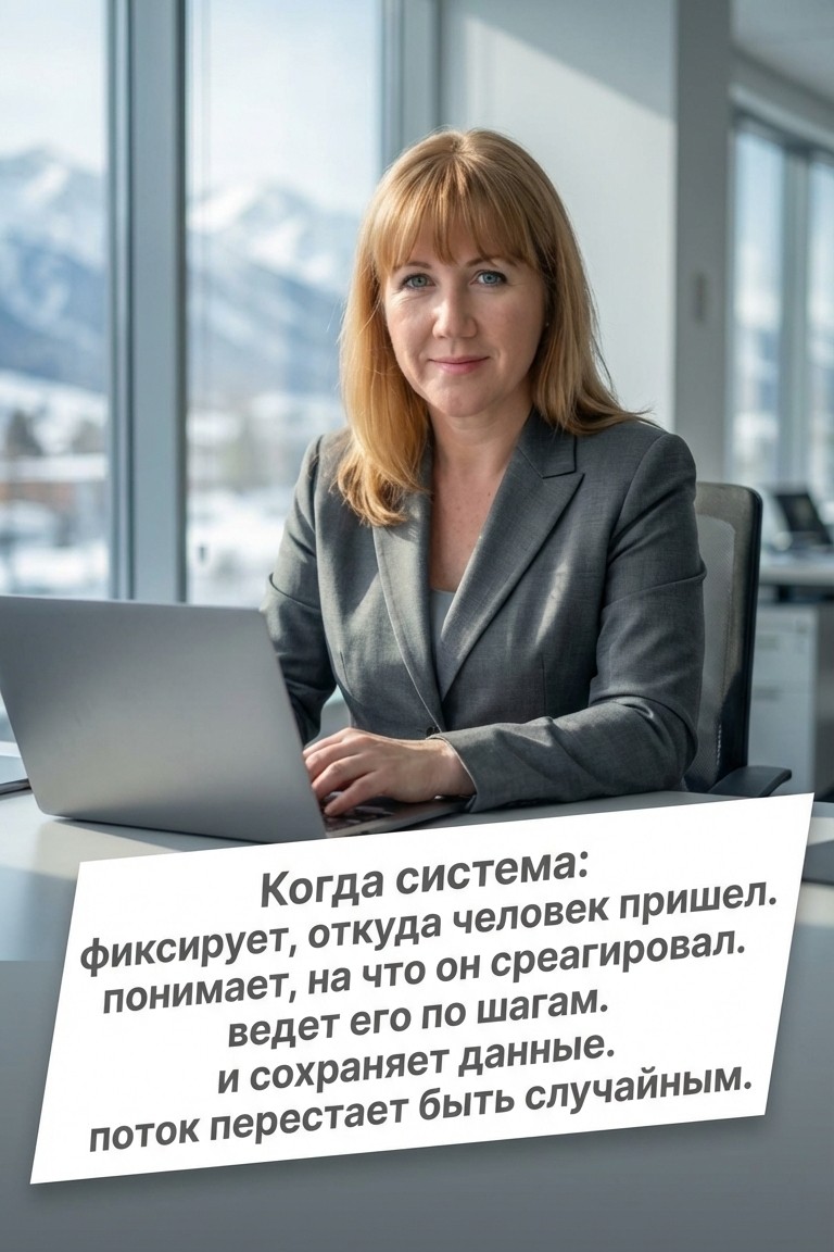 Когда входящие перестают быть удачей — и становятся системой

Ты наверняка видела это:
у кого-то клиенты появляются регулярно,
а у кого-то — всплесками.

Сегодня густо.
Завтра пусто.
И создаётся ощущение, что кому-то просто везёт.

Но если копнуть глубже, разница не в людях.
Разница в том, что у одних есть повторяемая модель,
а у других — импровизация.

Когда система:
— фиксирует, откуда пришёл человек
— понимает, на что он отреагировал
— ведёт его по шагам
— и сохраняет данные
поток перестаёт быть случайным.

Я видела, как одну и ту же механику
запускают снова и снова.

Меняются ниши.
Меняются продукты.
Меняются площадки.

Но принцип остаётся:
интерес → диалог → воронка → заявка.

И именно в этот момент приходит ощущение стабильности.
Потому что ты понимаешь:
это не удача — это навык.

Если хочешь получить подарок — разбор “Как выстроить повторяемый входящий поток”,
Заберайте ссылку в шапке профиля.