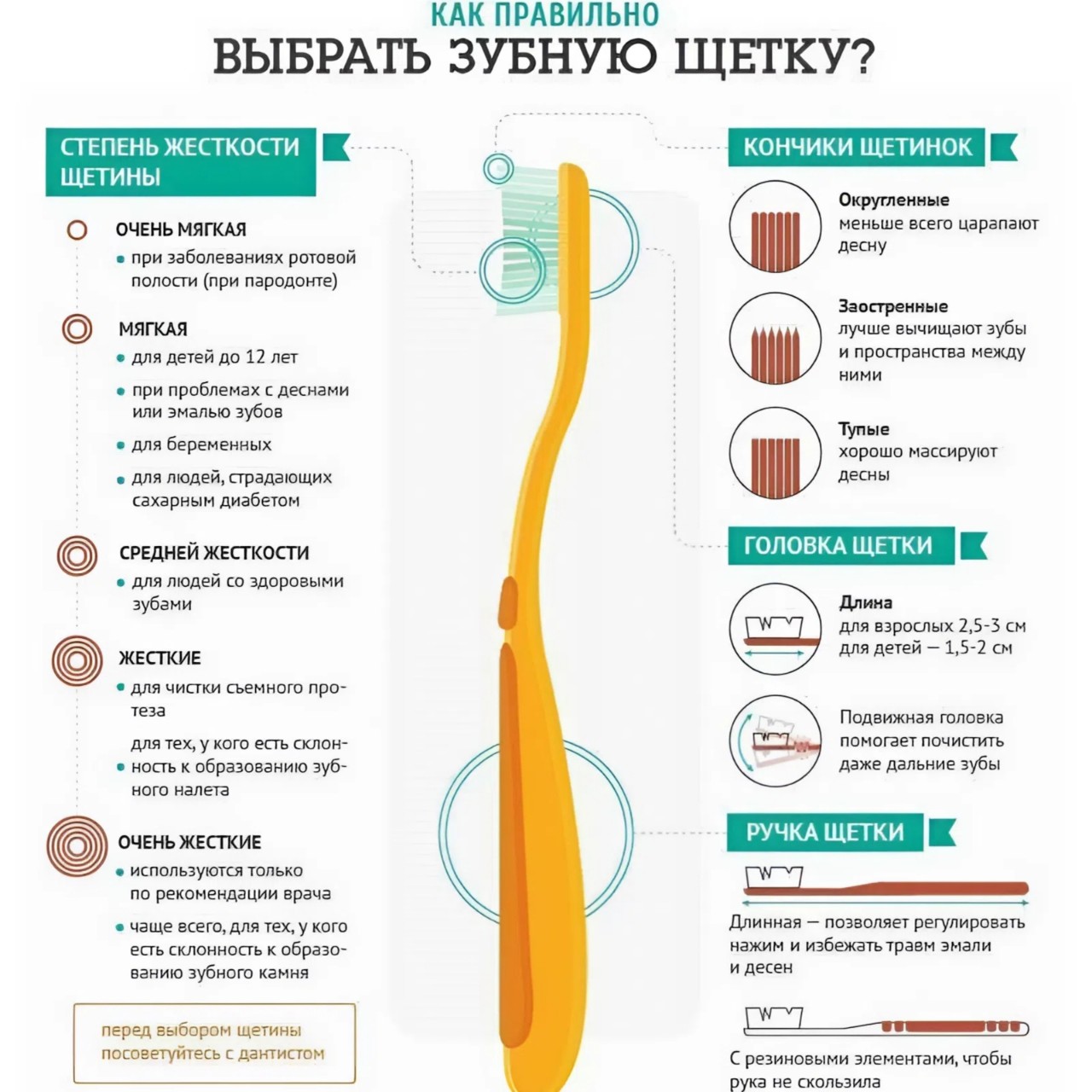 Щетка, которая не навредит: полный гайд по выбору

Не знаете, как не прогадать с зубной щеткой? Сохраняйте эту наглядную схему! ✅

Правильный выбор — это основа здоровья десен и крепкой эмали. Чтобы зубы оставались на месте даже в преклонном возрасте, достаточно вооружиться знаниями.

🔹 Жесткость: подбирайте строго под свои нужды (мягкая — для чувствительных, жесткая — только по рекомендации врача).
🔹 Щетина: синтетика гигиеничнее натуральной.
🔹 Рабочая часть: не должна перекрывать больше 2–2,5 зубов.

Изучайте, сохраняйте в заметки и делитесь с близкими — пусть улыбки будут здоровыми! 😉

#зубнаящетка #стоматология #уходзазубами #гигиенаполостирта #здоровыезубы #полезныесоветы #сохрани