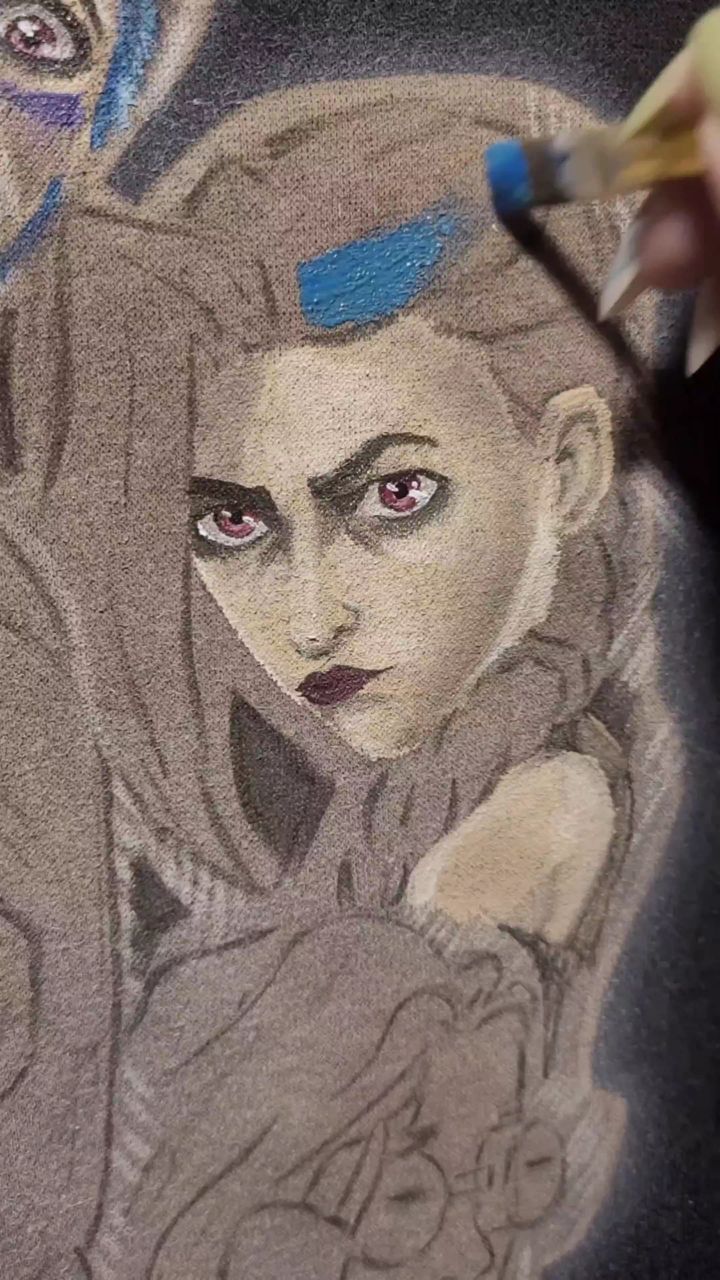 tusya_land в LOOKY. #jinx,#arcane,#customization,#process,#picture,#джинкс,#росписьодежды,#кастомизация,#аркейн,#процесс,#рисунок. #jinx #arcane #custo...