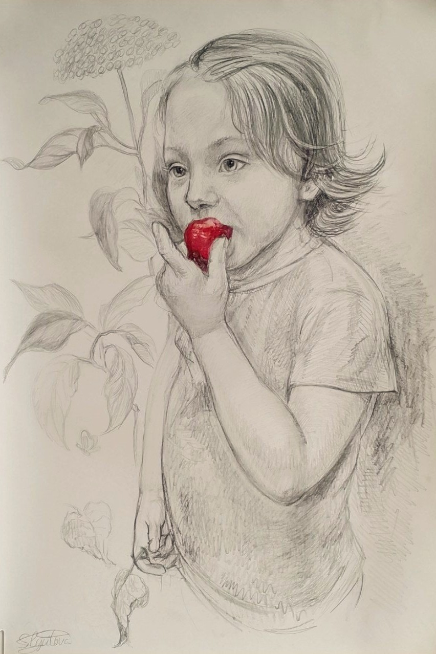 svetikkaff_art в LOOKY — Рисунок карандашом. "Клубничка" Портрет девочки  #рисунок#по