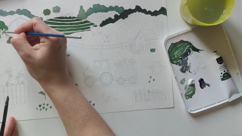 Евгения_Рисую для детских_Принты в LOOKY. . Ферма🐖🚜