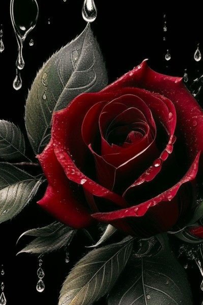Looky_176284182504705 в LOOKY — ✨ Красная роза, украшенная каплями росы, — это воплощение ут