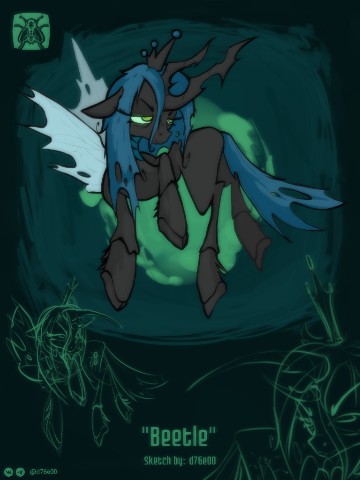 d76e00 в LOOKY. #Art,#Sketch,#Pony,#Digital,#d76e00,#Mlp,#Chrysalis,#Changeling. Sketch color "Beetle...