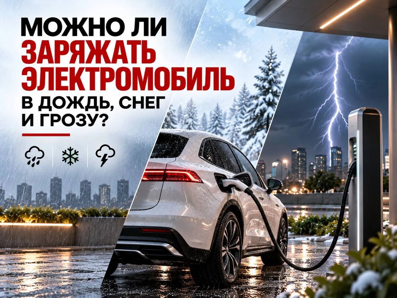  в LOOKY — Можно ли заряжать электромобиль в дождь, снег и грозу?

Один