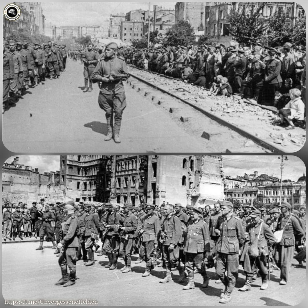 vehiistory в LOOKY — Украина 1944: Немецкие военнопленные проходят по улицам Киев