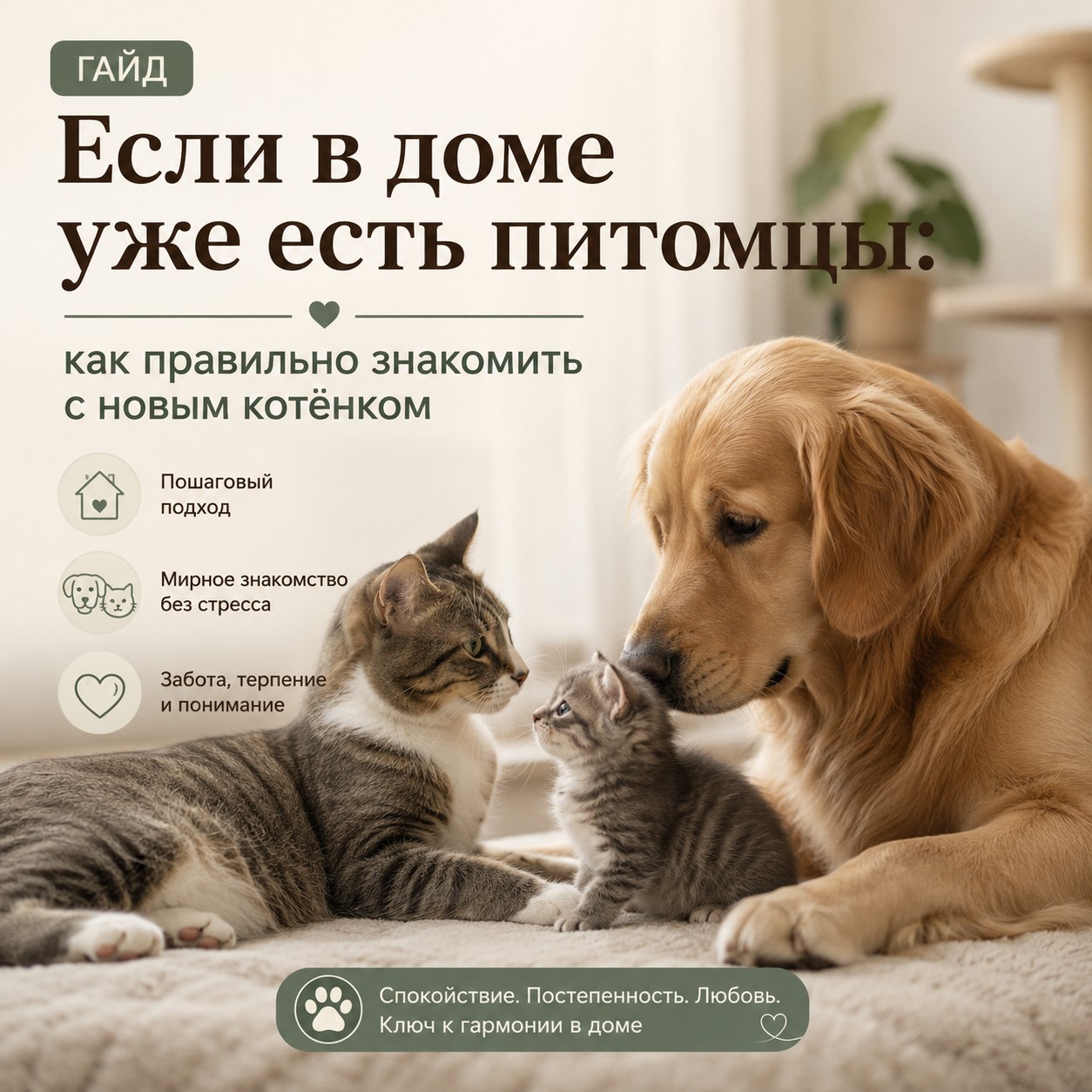 🐾 **Что делать, если в доме уже есть питомец?**

Один из самых частых вопросов перед появлением котёнка:
👉 *“А как они подружатся?”* 😌

И это абсолютно правильный вопрос.
Потому что знакомство животных — это не “поставили рядом и пусть разбираются”,
а важный процесс адаптации 🏡🐾

Именно от первых дней зависит, будут ли питомцы спокойно жить вместе или начнётся пушистая драма с претензией на сериал 😄

Поэтому я подготовила гайд:
📖 **«Если в доме уже есть питомец: как правильно познакомить животных»**

Внутри:
✔ как подготовить дом к знакомству
✔ первые дни адаптации
✔ как снизить стресс
✔ чего нельзя делать категорически
✔ как знакомить с кошкой или собакой
✔ как избежать ревности и конфликтов

Спокойное знакомство = спокойная жизнь всех в доме 🤍

И да… чаще всего через время они уже спят рядом и делят один плед 🐾💔

💌 Напиши **«ГАЙД»** в директ — и я отправлю его тебе
#adelaidafymiko 
#шотландскиекотята #котятавдом #питомниккошек #шотландскаякошка #котикилюбовь #адаптациякотенка #советызаводчика #котята #кошкиисобаки #второйпитомец #пушистоесчастье #scottishkitten