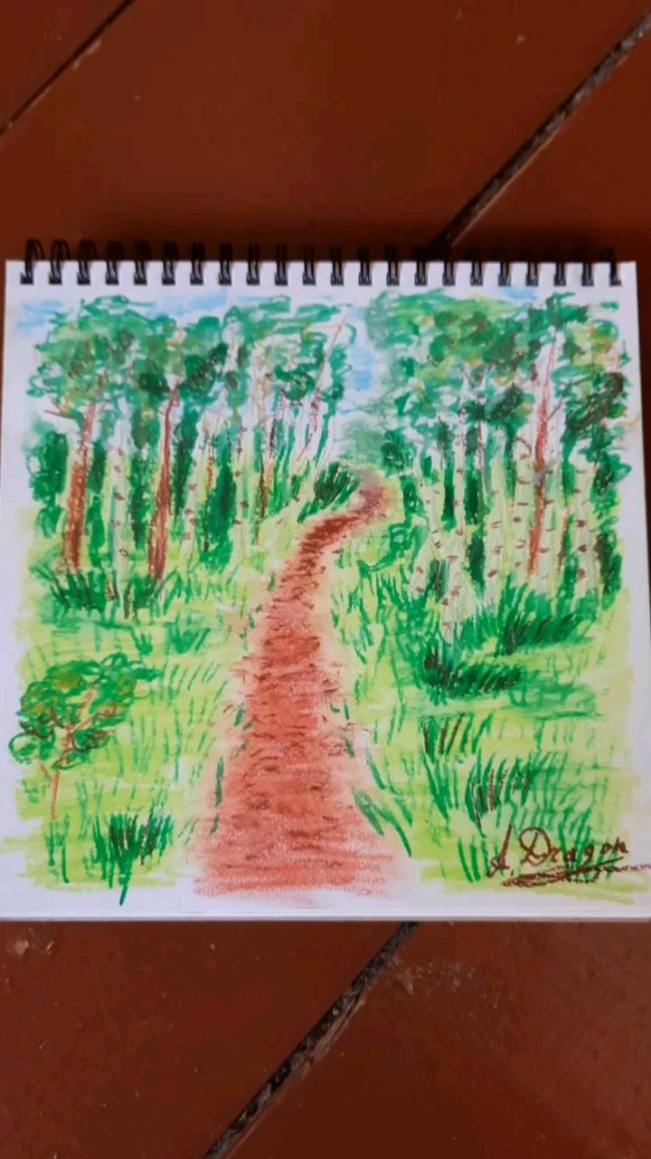 DragonART в LOOKY. #природа,#творчество,#искусство,#art,#маслянаяпастель,#cketchbook,#скетчбук,#лес,#forest,#тропинка,#леснаятропинка. #природа #творчество...