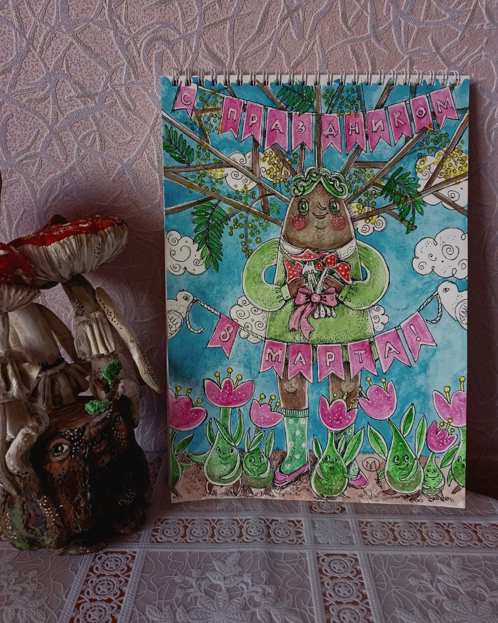 С праздником, девушки, девочки и женщины 🌷🌷🌷

Да, я иллюстратор к тому же. Изобразила для сегодняшнего праздника акварельную картиночку. А новые работы ждут воплощения, толпясь и переминаясь с ноги на ногу.

#художник #акварель #открытка #влесу #мухоморы #букет #восьмоемарта #girl [#watercolor ](watercolor)[#art ](art)[#artist ](artist)[#spring ](spring)