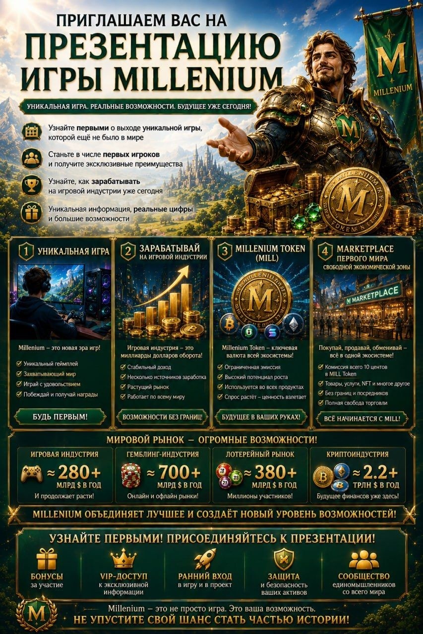 ПРЕЗИНТАЦИЯ ИГРЫ МИЛЛЕНИУМ В 18 :00МСК