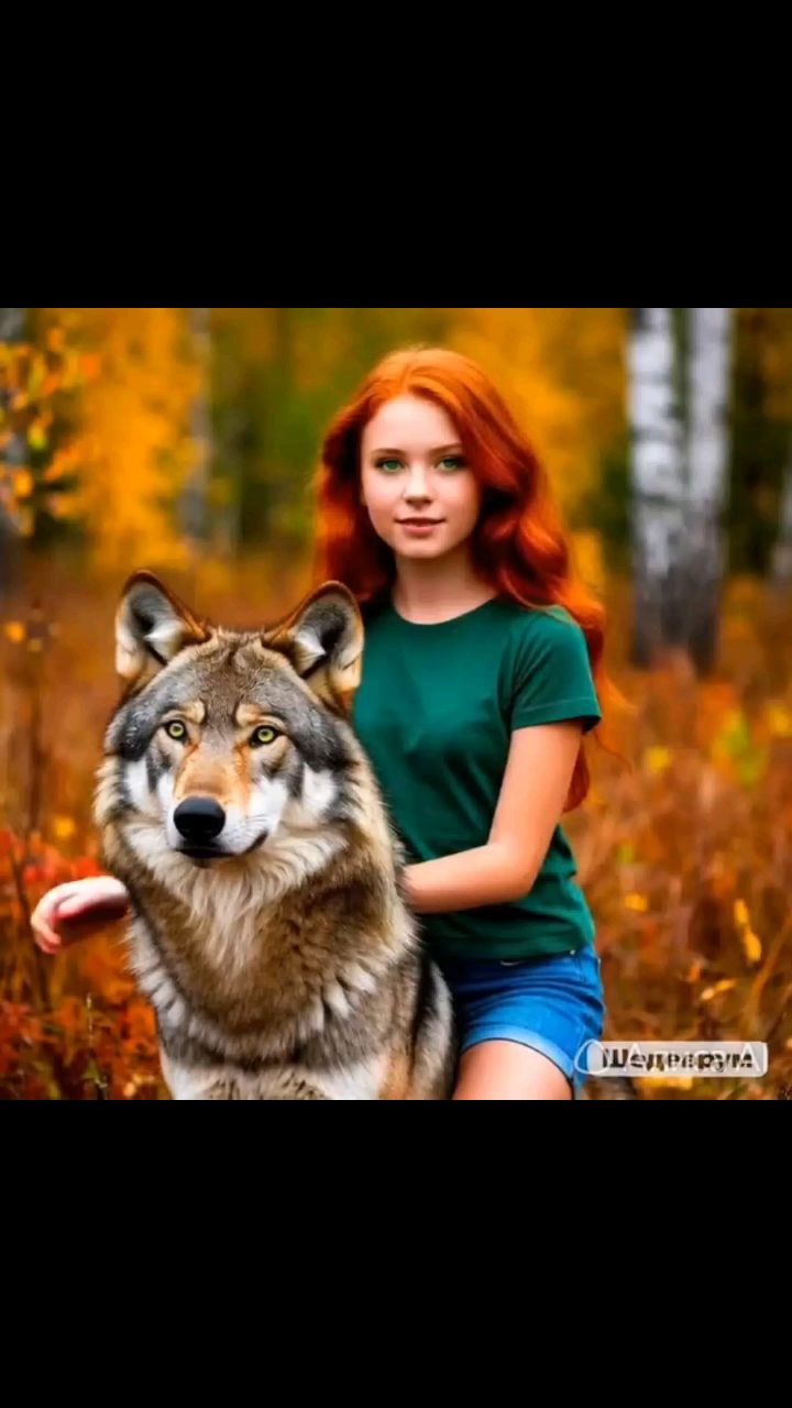  в LOOKY — Красивая девушка и волк