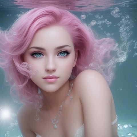Neuronics в LOOKY. #neuro,#art,#stabledefusion,#portrait,#3d,#3dprinting,#3dart,#neuralnetworks,##girl,#wooman,#pinkhair,#underwater. under water, Super c...