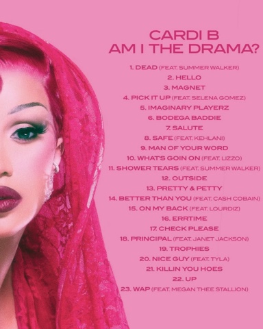 Cardi B в LOOKY. . Here’s the tracklist...