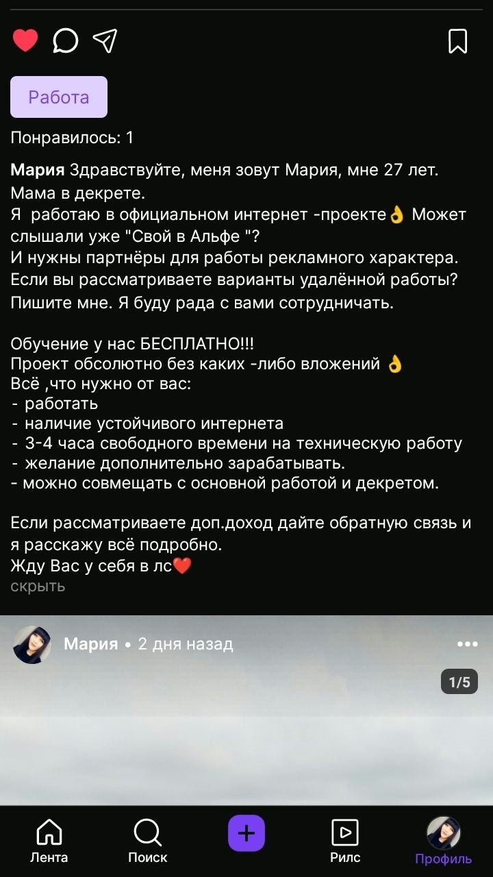 #Работа "Свой в Альфе"