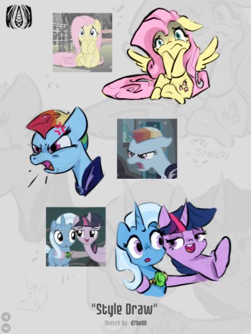d76e00 в LOOKY. #Art,#Sketch,#Pony,#Digital,#d76e00,#Mlp,#TwilightSparkle,#Fluttershy,#TrixieLulamoon,#RainbowDash. Sketch color "Style ...