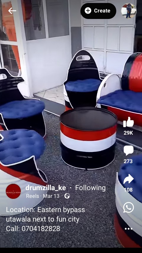 Looky_1686460061774 в LOOKY — Seats made from
Old drums by Dramzilla.ke
You can contact th