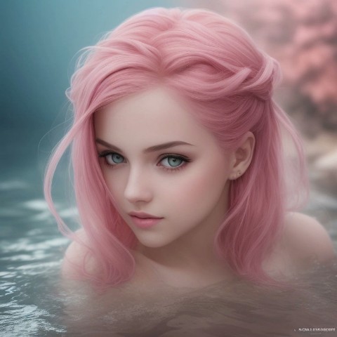 Neuronics в LOOKY. #neuro,#art,#stabledefusion,#portrait,#3d,#3dprinting,#3dart,#neuralnetworks,##girl,#wooman,#pinkhair,#underwater. under water, Super c...