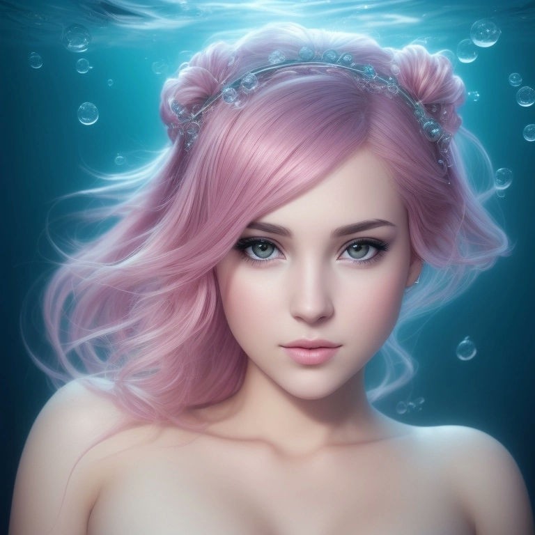 Neuronics в LOOKY — under water, Super cute, pink Hair, erotic beautiful body, j