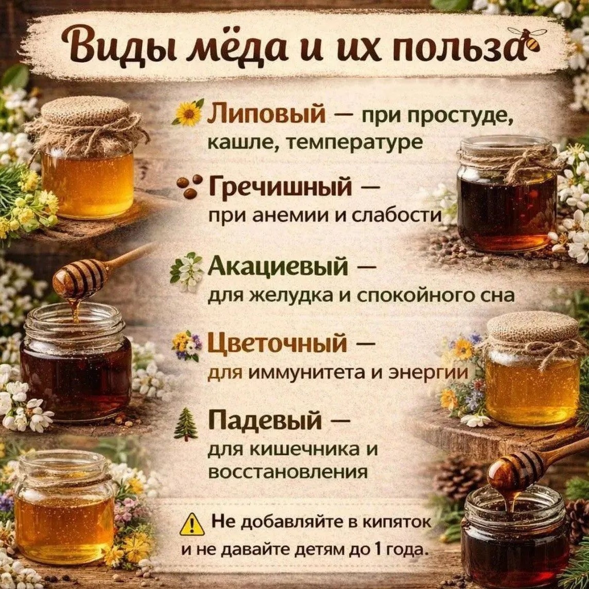 mulenokolesiasergeevna в LOOKY — Виды мёда и чем они полезны.

1. Липовый мёд
Помогает при: п