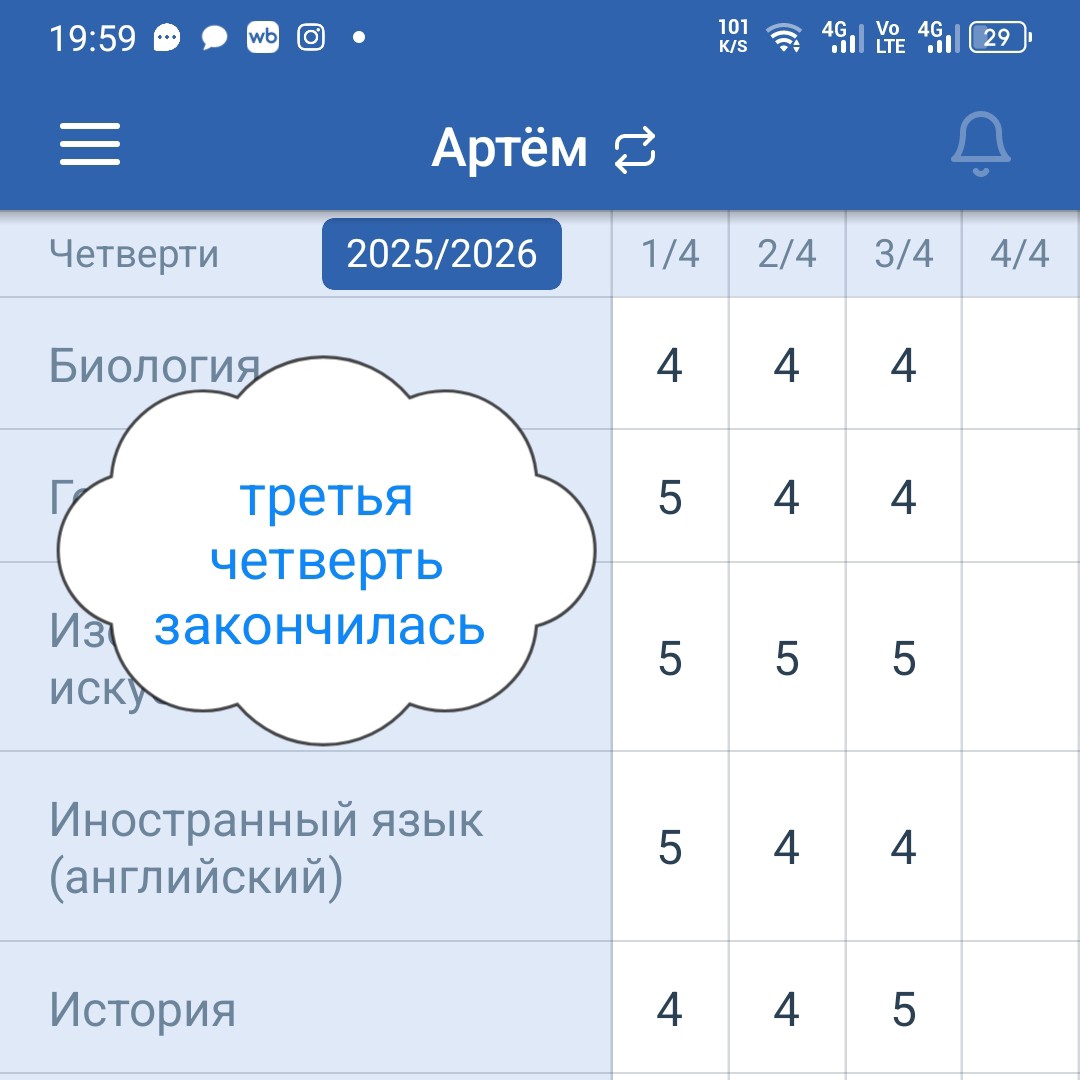 Третья четверть — всё! 🎉

Иван и Артём официально прошли этот квест под названием «дожить до весны и не сойти с ума от уроков» 😄

Было всё: и внезапные «ой, завтра контрольная», и «мам, а нам ничего не задавали» (спойлер: задавали 🤭), и поиски вдохновения делать уроки в последний момент.

Но главное — они справились!
Я правда очень ими горжусь ❤️

Мои мальчишки, вы большие молодцы! Теперь можно немного выдохнуть… до следующего уровня 😅
