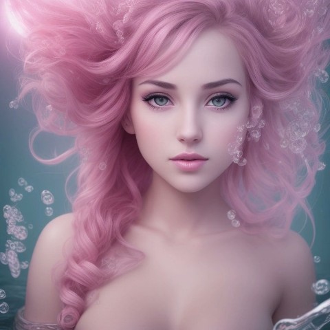 Neuronics в LOOKY. #neuro,#art,#stabledefusion,#portrait,#3d,#3dprinting,#3dart,#neuralnetworks,##girl,#wooman,#pinkhair,#underwater. under water, Super c...