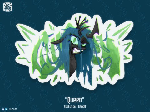 d76e00 в LOOKY. #Art,#Sketch,#Digital,#d76e00,#Mlp,#Chrysalis,#Changeling,#Sticker,#pony. Sketch color "Queen"...