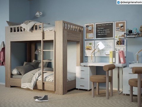 LENAHOME в LOOKY. #дизайн,#дизайнинтерьера,#детская,#3dmax. Детская для двух мал...