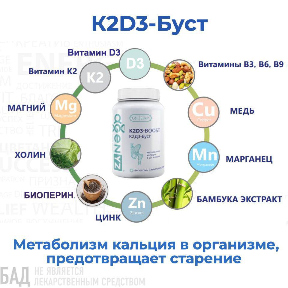 К2Д3-Boost обеспечивает:

✅Предупреждение старения мозга
✅Защиту сердечно-сосудистой системы
✅Правильное усвоение кальция, благодаря чему кальций перемещается туда, где он нужен (кости, зубы) и удаляется из областей, где его не должно быть (артерии, мягкие ткани)
✅Витамин D участвует в выработке многих гормонов, особенно, эндорфинов
✅Снижение риска развития остеопороза, укрепление костей
✅Улучшение эластичности сосудов, связок
✅Повышение иммуннитета
✅Улучшение функционирования щитовидной железы и нормальную свертываемость крови

Мы с мужем пьем его постоянно!✅
😎А вы любите себя так?
Ведь любовь к себе, это не про очередное платье, а про заботу о своем теле, душе...
Пиши мне за безоплатной консультацией с подбором продукции Адженис и тесту на здоровье.
#здоровье #тест #кальций #сосуды #молодость #цинк #витамины #бад