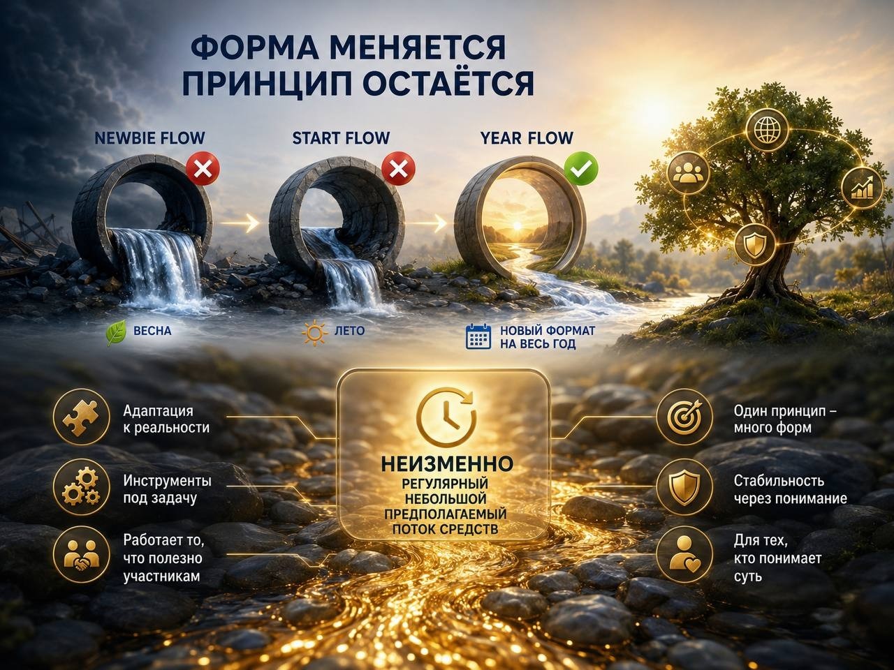 🌟🌟🌟🌟🌟
🌟🌟🌟🌟🌟🌟🌟🌟
🔤🔤🔤🔤🔤🔤🔤
🔤🔤🔤🔤🔤🔤🔤🔤

☺️😌☺️☺️☺️☺️☺️
☺️☺️😌☺️☺️⚫️

ПОЧЕМУ изменяются потоки и что такое денежные потоки?

🚀 Денежный поток – это не один поток!

Кажется, что речь идет об инструменте с неизменной формой.
За последний год форма менялась несколько раз, и не всегда это широко анонсировалось.

➡️Один поток закрывался для новых поступлений. Другой появлялся на его месте.

Тот, кто смотрит на денежный поток как на нечто постоянное, видит только часть картины.

⚙️ Три смены за один год:

◼️ Весной Newbie Flow перестал принимать новые поступления и пополнения.

◼️ Летом такая же участь ожидала Start Flow – окно для новых поступлений начало сужаться.

◼️ Приблизительно в это же время появился Year Flow: другой формат, другой ритм, постоянный вклад на весь год.

Тρᥙ ρᥲᤋны᥊ ᥴ᧐δыᴛᥙя ᤋᥲ нᥱᥴκ᧐᧘ьκ᧐ ⲙᥱᥴяцᥱʙ. 𐌏дᥙн ᥙ ᴛ᧐ᴛ жᥱ ᥰρᥙнцᥙᥰ.

📊 Почему форма меняется так часто?

👉Каждый поток предназначен для конкретного этапа и определенной нагрузки на систему.

👉Когда один формат перегружен, это тормозит развитие других.

👉Закрытие старого потока и открытие нового – это не сбой. Это адаптация к происходящему сейчас.

❗️Структура, которая не изменяет свою форму, рано или поздно перестает выдерживать тех, кто ею пользуется.

🪙 Что с этим делать на практике?

❌ Привязываться к конкретному названию потока рискованно.

💪 Соблюдать принцип, на котором построены все потоки, надежнее.

Рᴇᴦуᴧяᴩный, нᴇбᴏᴧьɯᴏй, ᴨᴩᴇдᴨᴏᴧᴀᴦᴀᴇʍый ᴨᴏᴛᴏᴋ дᴇнᴇжных ᴄᴩᴇдᴄᴛʙ ᴏᴄᴛᴀᴇᴛᴄя нᴇиɜʍᴇнныʍ, дᴀжᴇ ᴇᴄᴧи ɸᴏᴩʍᴀ ʙᴏᴋᴩуᴦ нᴇᴦᴏ ʍᴇняᴇᴛᴄя ᴋᴀждыᴇ ᴨᴏᴧᴦᴏдᴀ.
👇
Тот, кто это понимает, спокойно воспринимает сообщение о закрытии или открытии потока как техническую деталь, а не как угрозу!

🫶 Суть денежного потока!

Денежный поток – это не один продукт с фиксированной инструкцией.

Это набор инструментов, постоянно перестраиваемый в соответствии с тем, что действительно работает для участников.

✅Newbie Flow, 
✅ Start Flow, 
✅ Year Flow — это разные формы одного и того же принципа, а не отдельные истории!

🌱🌱🌱🌱🌱🌱🌱🌱🌱🌱

Ожидающий, что денежный поток навсегда застынет в одной форме, будет постоянно удивляться👀

Форма меняется. Небольшой, регулярный, предполагаемый поток сред