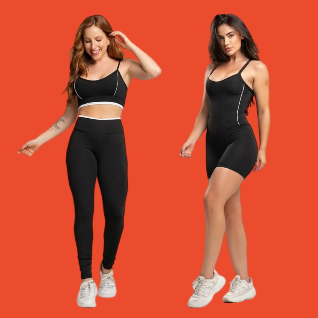 Dê uma olhada em Kit de Academia Top Alcinha e Calça Legging Básica Fitness + Macaquinho Detalhe em Vivo por R$80,90. Compre na #Shopee !