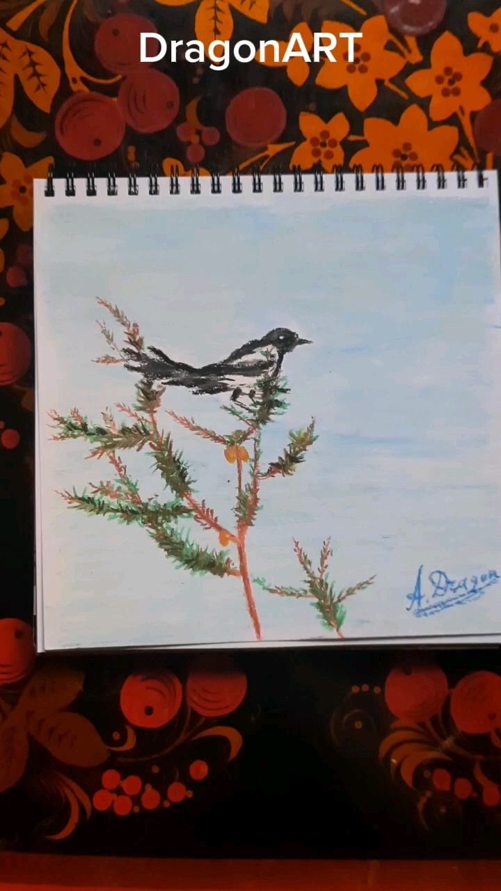 DragonART в LOOKY. #природа,#творчество,#искусство,#art,#маслянаяпастель,#cketchbook,#cketchbook,#скетчбук,#сорока. #природа #творчество...