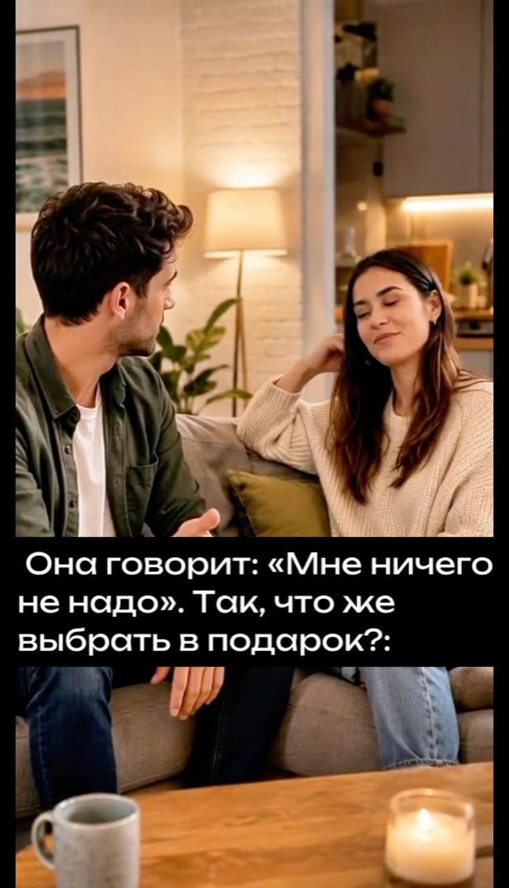 Знакомая ситуация: спрашиваешь, что подарить, а в ответ — «Мне ничего не надо».
И вот теперь задача стала ещё проще 😄
На самом деле хороший подарок часто находится не в прямом ответе человека, а в деталях: что она любит, что постоянно говорит, какие у вас есть общие истории, привычки, маленькие ритуалы.
Именно из таких вещей может родиться идея, которую не найдёшь в подборке «100 подарков девушке».
Хотите попробовать на своём человеке?
Переходите по ссылке на экране ролика опробуйте моего помощника, который поможет поискать персональный вариант.