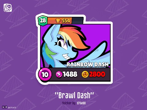 d76e00 в LOOKY. #Art,#Digital,#d76e00,#Mlp,#Sticker,#pony,#RainbowDash,#BrawlStars. Sticker "Brawl Dash"...