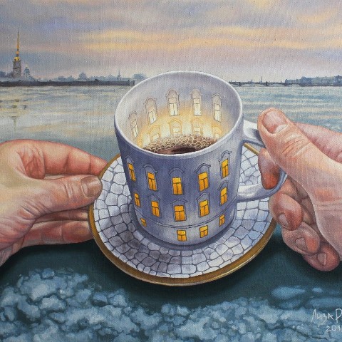 lizaray в LOOKY. #surreal,#surrealism,#超現實主義,#surréalisme,#シュールレアリズム,#painting,#LisaRay,#сюрреализм,#ЛизаРэй,#живопись,#картины,#художник,#art,#дворколодец,#петербург,#утро,#кофе,#чашка,#окна,#утро,#завтрак,#yard,#Petersburg,#morning,#coffee,#cup,#windows,#breakfast. Лиза Рэй – Доброе ут...