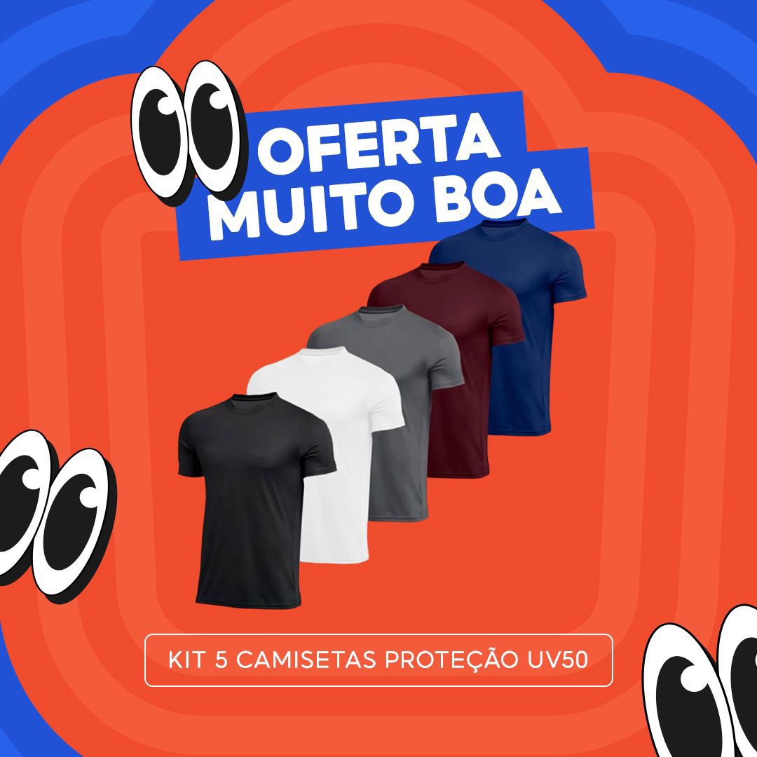 Dê uma olhada em Kit 5 Camiseta Masculina tecnologia dry Proteção Solar UV50 Térmica Anti Suor Academia Treino por R$89,90. Compre na #Shopee !