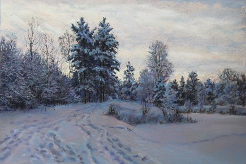 art.aeterna в LOOKY. #пастель,#зимнийпейзаж,#холодновлесу. Надевая епитрахиль, ...