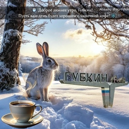 ☕️ Доброе зимнее утро, Губкин! Пусть ваш день будет хорошим с чашечкой кофе! ❄️