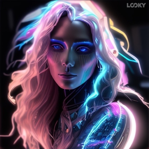 NEUROMANIAC в LOOKY. #looky_нейронка,#art,#neuromaniac,#neuralnetwork. Neon girl #looky_ней...